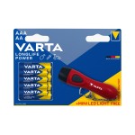 baterie alcalina longlife power varta 4x aa + 4x aaa + lanterna mini led