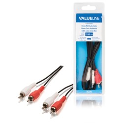 cablu audio stereo rca 2 x rca tata - 2x rca tata, 2.00 m, negru