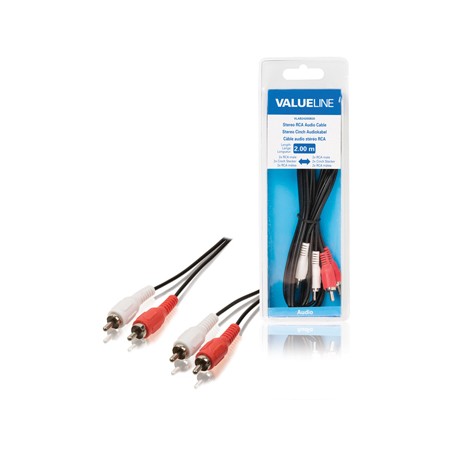 cablu audio stereo rca 2 x rca tata - 2x rca tata, 2.00 m, negru