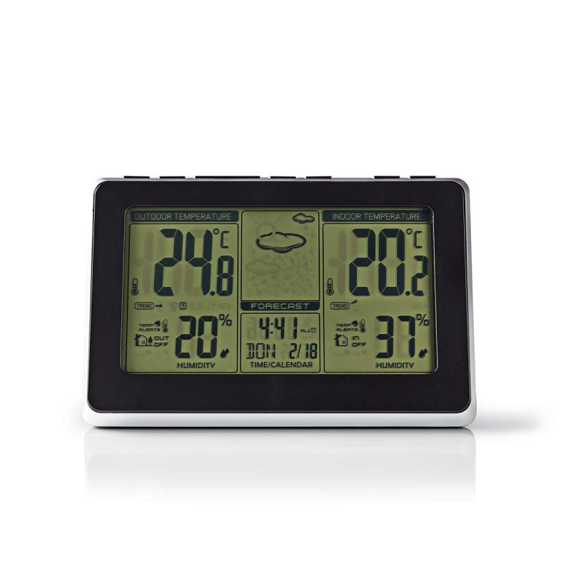statie meteo nedis, senzor wireless, ceas cu alarma, prognoza meteo, negru
