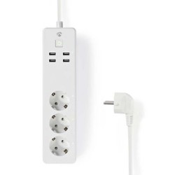 prelungitor smart wifi nedis, 3 prize, 4x usb, 1.8m, 16a