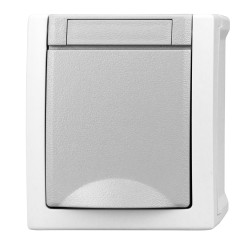 priza simpla schrack visio50 ev211001 aparent cu capac gri ip54 conexiune elastica