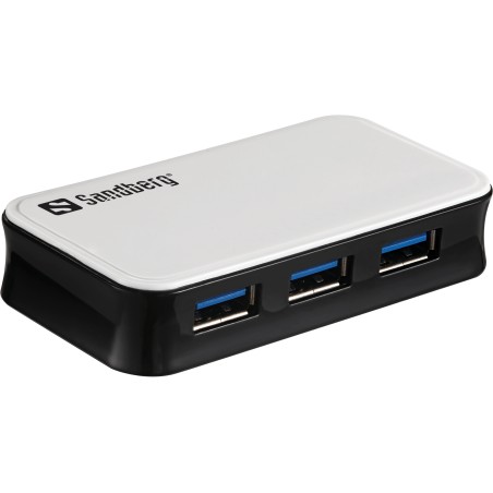 hub usb 3.0 sandberg 133-72, 4 porturi, negru/alb