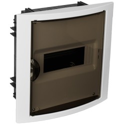 tablou electric solera arelos 5108pf, 8 module, incastrat, ip40, 247x249x99 mm, plastic, usa fumurie, rama alba