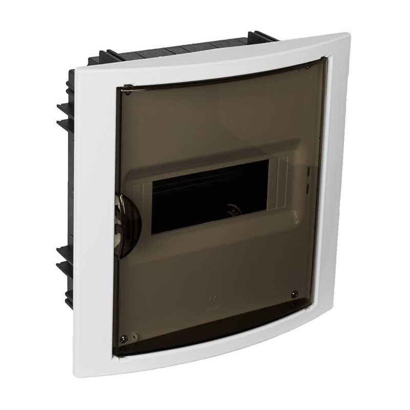 tablou electric solera arelos 5108pf, 8 module, incastrat, ip40, 247x249x99 mm, plastic, usa fumurie, rama alba