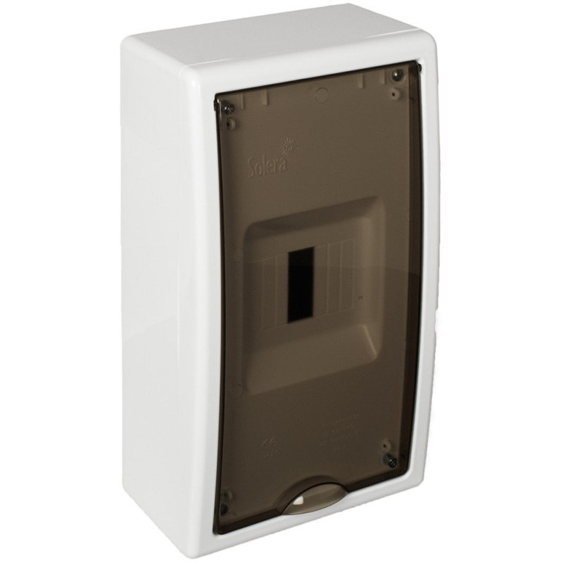 tablou electric solera arelos 8209pf, 4 module, aparent, ip40, 165x300x95 mm, plastic, usa fumurie, cutie alba