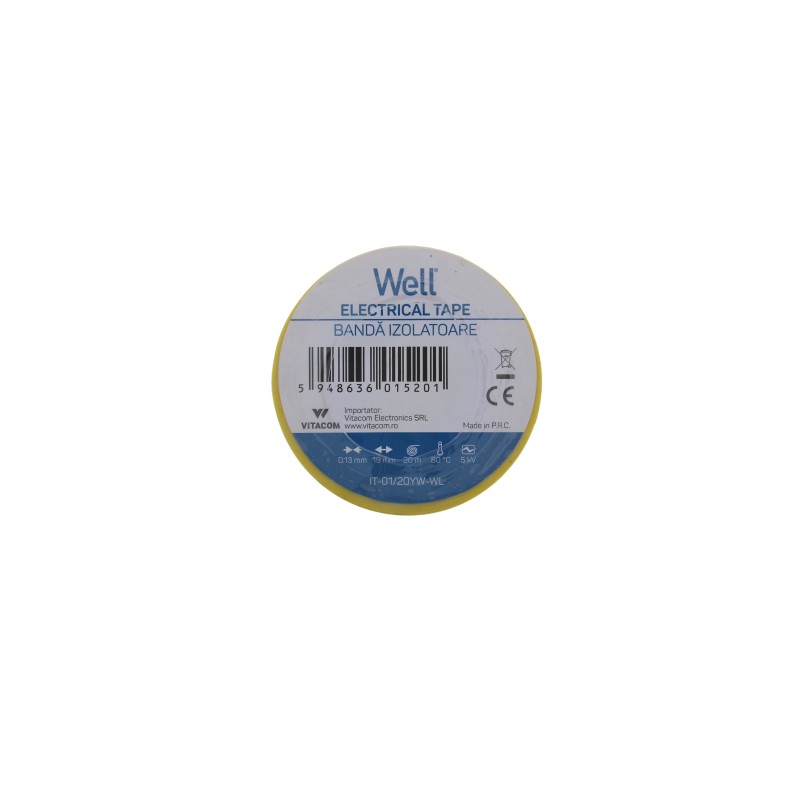 banda izolatoare 1.9 cm x 20 m - galben, set 10 bucati, well