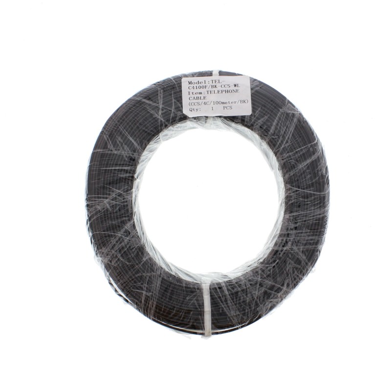 cablu telefon plat 4 fire, rola 100m, negru, ccs well