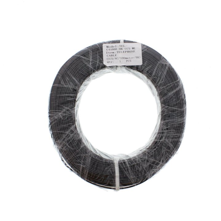 cablu telefon plat 4 fire, rola 100m, negru, ccs well