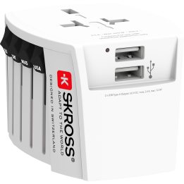 adaptor priza universal skross 1.302960, cu 2 porturi usb-a