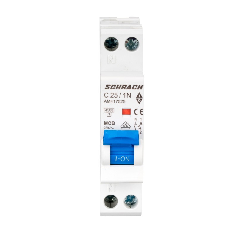 siguranta electrica automata schrack amparo am417525--, 4,5ka, 25a, 1p+n, 1 modul
