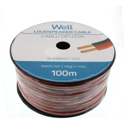 cablu difuzor rosu/negru 2x2.00mmp, 100m, well