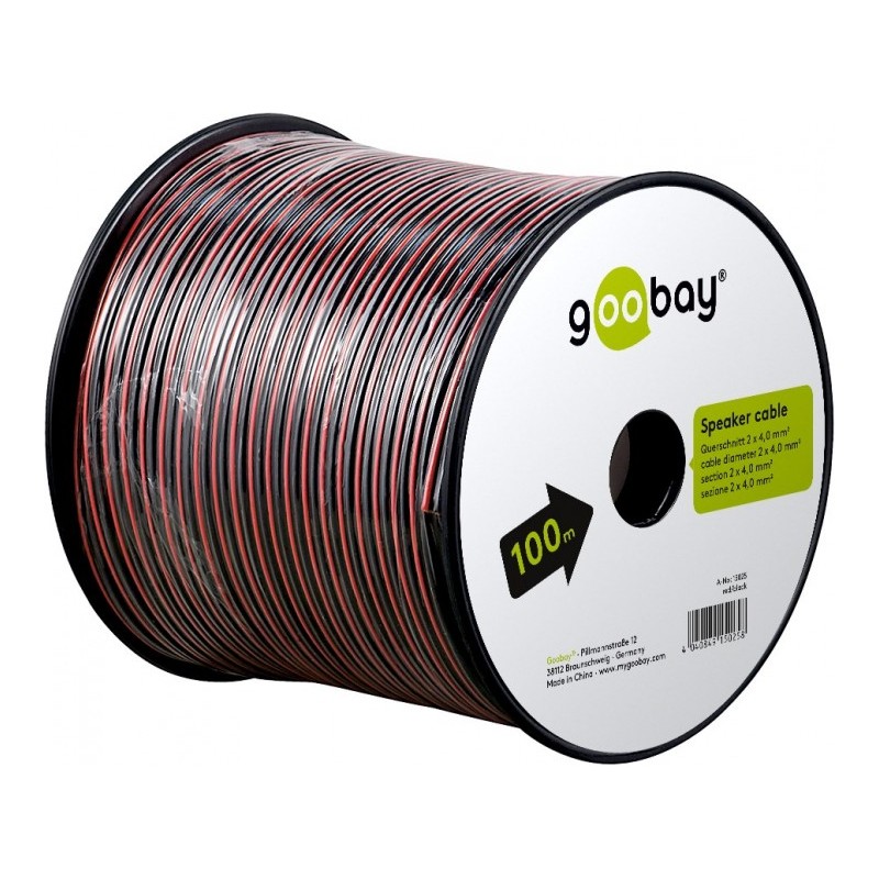 cablu difuzor rosu/negru 2x4.00, 100m goobay