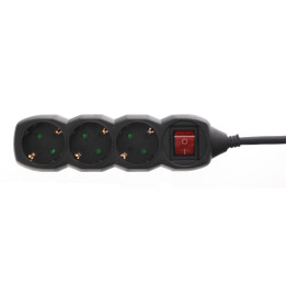 prelungitor 3 prize 3m, cablu 3x1.5mmp, cu intrerupator, negru, well