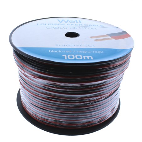 cablu difuzor rosu/negru 2x4.00mmp, 100m, well