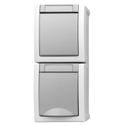 intrerupator si priza schrack visio50 ev211003 aparent vertical cu capac gri ip54 conexiune elastica