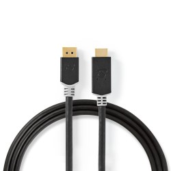 cablu displayport - hdmi, 4k60hz, 2m, antracit, nedis