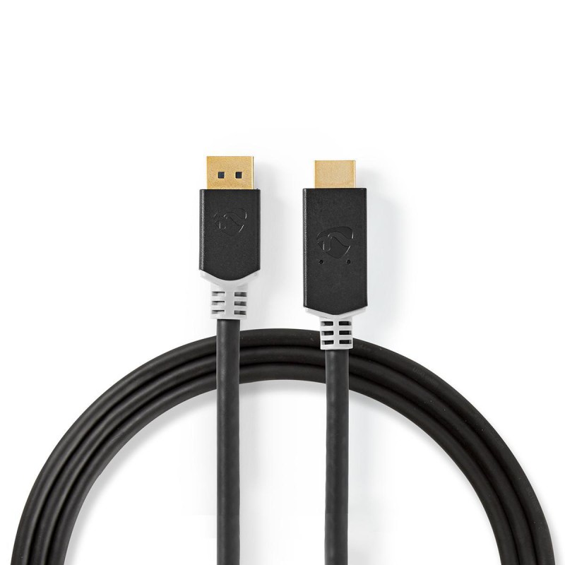 cablu displayport - hdmi, 4k60hz, 2m, antracit, nedis