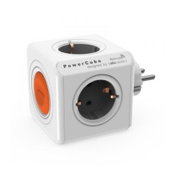 fisa in forma de cub 4 prize schuko cu intrerupator, gri, allocacoc