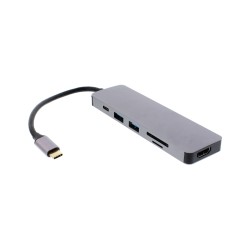 adaptor usb-c - hdmi 4k, 2x usb3.0, cititor card, usb-c pd 60w, well