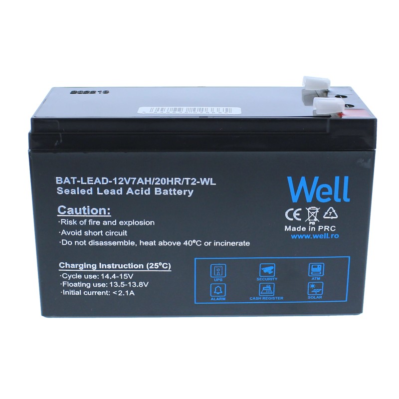 acumulator plumb acid well 12v 7ah, borne late, terminal t2 acumulator plumb acid well 12v 7ah, borne late, terminal t2