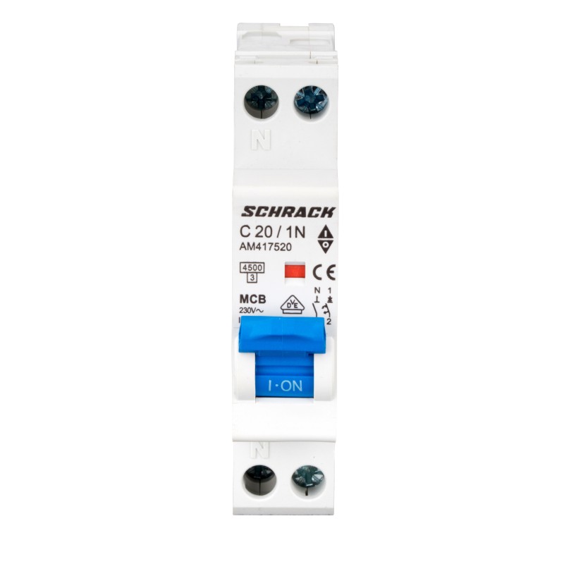 siguranta electrica automata schrack amparo am417520--, 4,5ka, 20a, 1p+n, 1 modul
