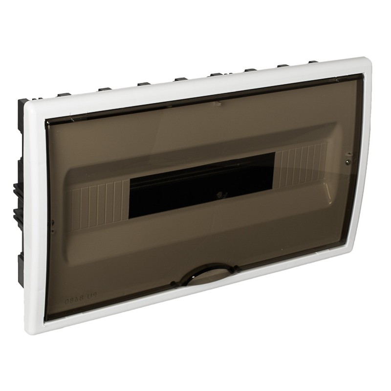 tablou electric solera arelos 8685pf, 18 module, incastrat, ip40, 247x409x94 mm, plastic, usa fumurie, rama alba