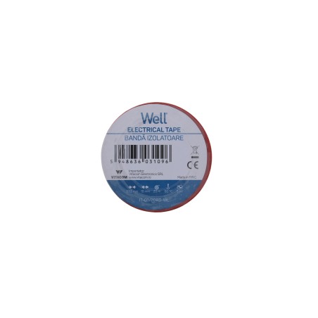 banda izolatoare 1.9 cm x 20 m - rosu, set 10 bucati, well