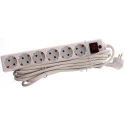 prelungitor cu  protectie la supratensiune, 6 prize schuko, 3m well