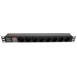 unitate 8 prize cu intrerupator pentru rack 19" 1u cablu 2m well
