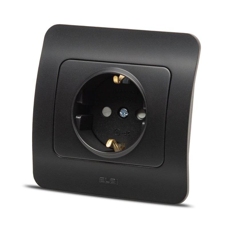 jazz priza cp protectie copii, negru mat, elbi jazz priza cp protectie copii, negru mat, elbi