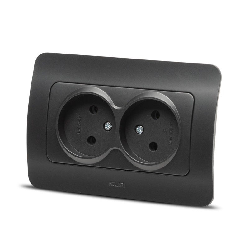 jazz priza dubla fara cp, negru mat, elbi