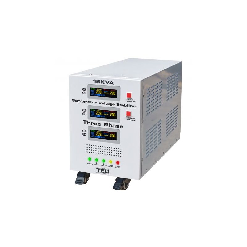 Stabilizator tensiune 15KVA 12KW, Trifazat, TED