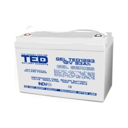 Acumulator 12V GEL Deep Cycle Solar, Dimensiuni 305 x 167 x 208 mm, Baterie 12V 93Ah M8, TED Electric TED003485