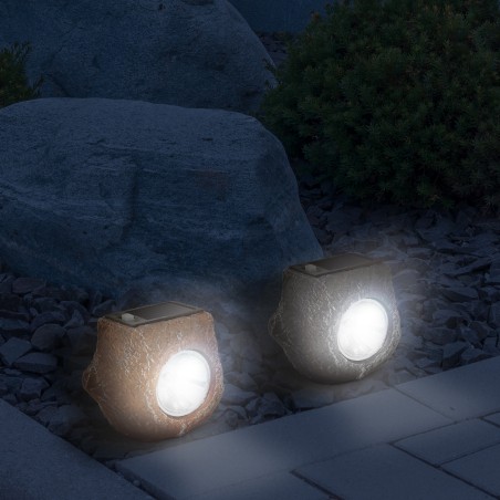 garden of eden - lampa solara pentru exterior, model ,,piatra cenusie" - alb rece - 85 x 67 x 70 mm