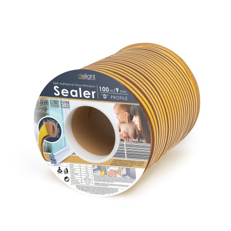 profil izolator autoadeziv pt. ferestre si usi, profil ,,d" - 100 m, maro, 9 mm