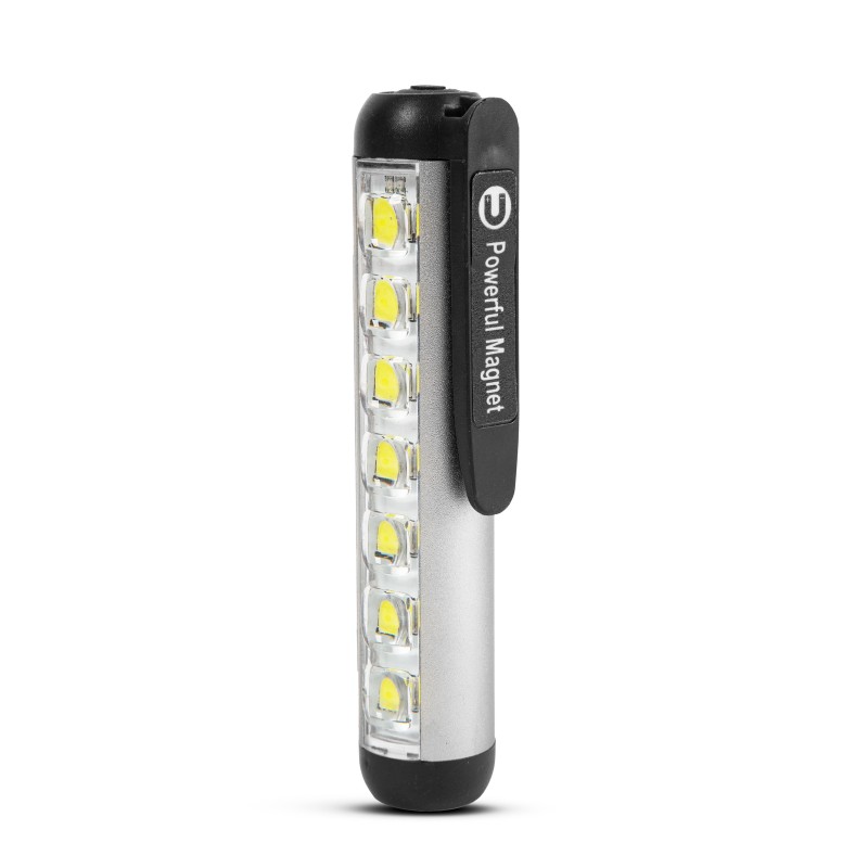 lanterna led - cu modul lumina de lucru - baterie de 400 mah - xpe + led smd - 500 lm - ip55 - argintiu