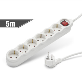 delight - prelungitor 6 prize, cu intrerupator, 5 m