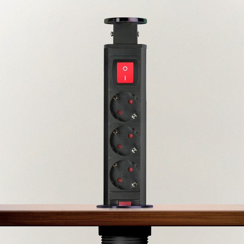 distribuitor electric ascuns - 3 prize - negru lucios - delight