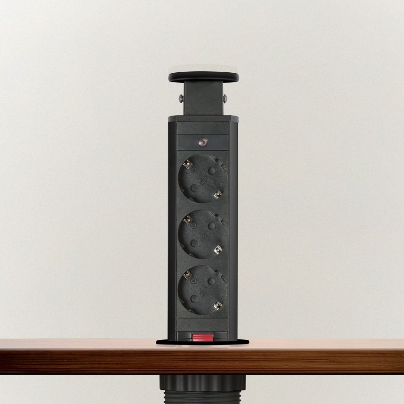 distribuitor electric ascuns - 3 prize - negru mat - delight