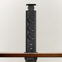 distribuitor electric ascuns - 3 prize - negru mat - delight