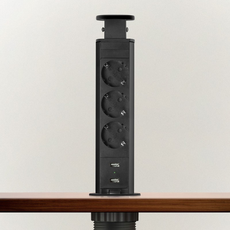 distribuitor electric ascuns - 3 prize - negru mat - delight