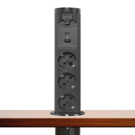 distribuitor electric ascuns motorizat - "touchcontrol" - 3-way + usb + type-c - negru