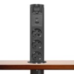 distribuitor electric ascuns motorizat - "touchcontrol" - 3-way + usb + type-c - negru