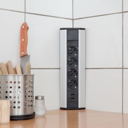 bloc multipriza de colt 4 x 250v, 16a / 2 x usb, 2,1a