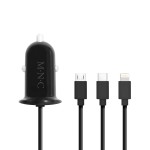 mnc - adaptor 3 in 1 pentru bricheta auto + usb - negru