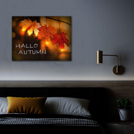 tablou led - "hello autumn" - 2 x aa, 40 x 30 cm