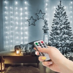 perdea luminoasa - 100 micro-leduri - alb rece - 3 x 1 m - 230v - cu telecomanda