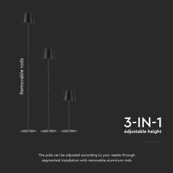 lampadar 4w cu acumulator ip54 3000k alb cald - negru