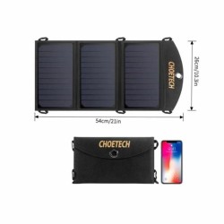 panou solar portabil choetech sc001, 19w, 2x usb, negru